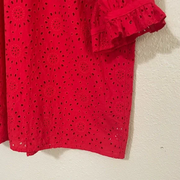 Madewell Plus Size Embroidered Eyelet Ruffle-Neck Keyhole Top - Picture 5 of 10